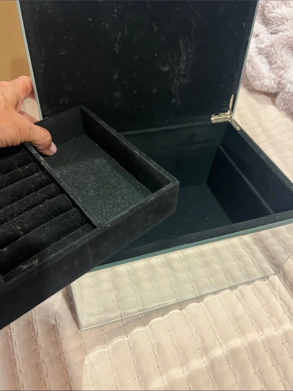 Z Gallerie Mirrored Decorative Jewelry Box with Crystal Accent - Silver